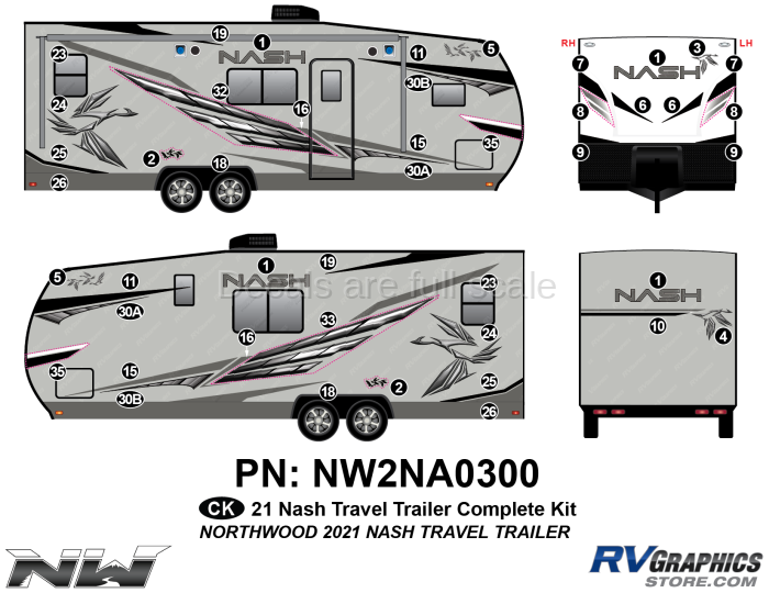 45 Piece 2021 Nash Travel Trailer Complete Graphics Kit
