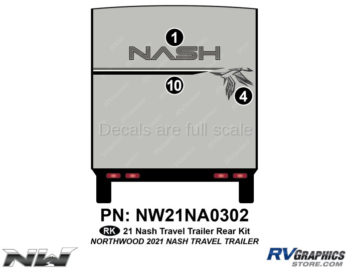 3 Piece 2021 Nash Travel Trailer Rear Graphics Kit