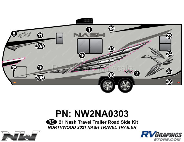 16 Piece 2021 Nash Travel Trailer Roadside Graphics Kit