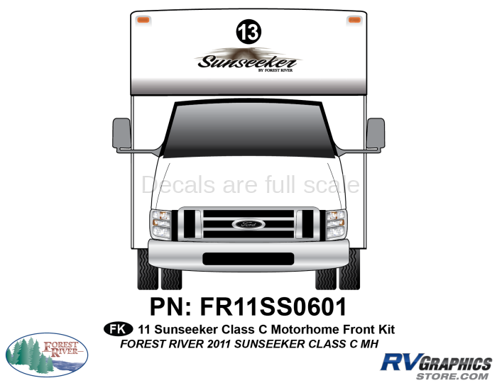 1 Piece 2011 Forest River Sunseeker Class C Front Graphics Kit