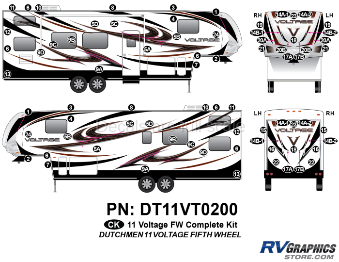 74 Piece 2011 Voltage FW Complete Graphics Kit
