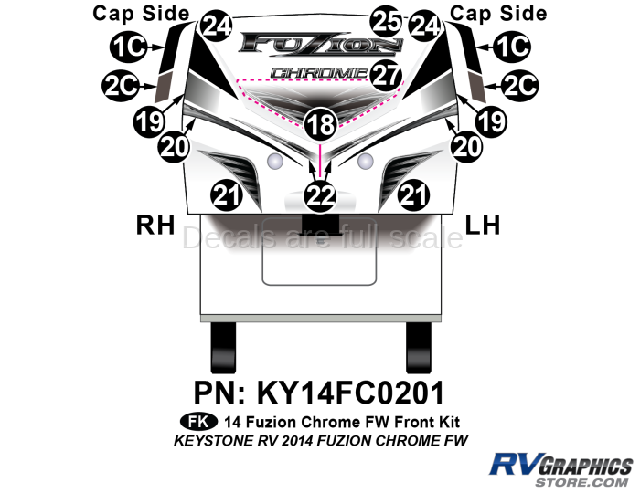 17 Piece 2014 Fuzion Chrome FW Front Graphics Kit
