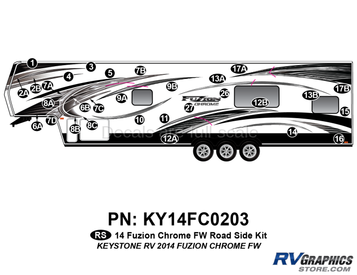30 Piece 2014 Fuzion Chrome FW Roadside Graphics Kit