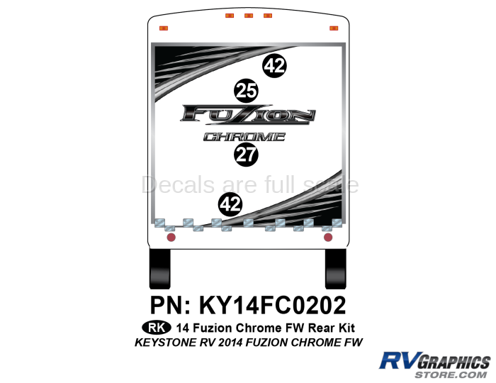 4 Piece 2014 Fuzion Chrome FW Rear Graphics Kit