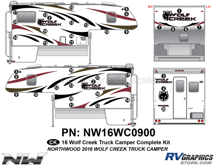 40 Piece 2016 Northwood Wolf Creek Camper Complete Graphics Kit