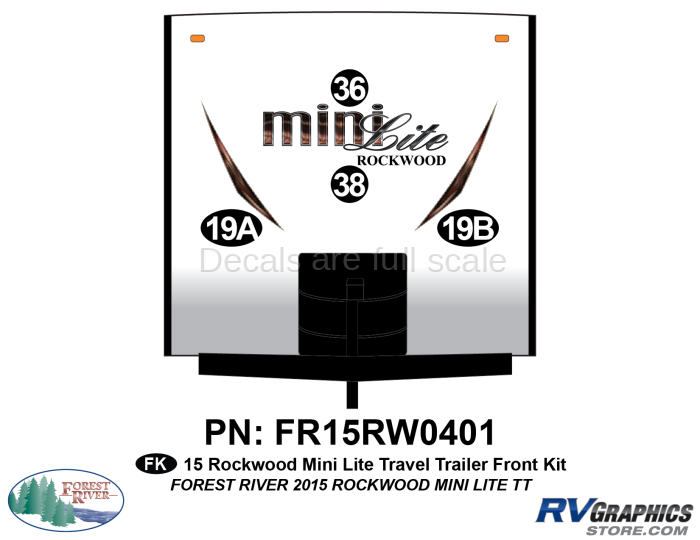 4 Piece 2015 Rockwood MiniLite Travel Trailer Front Graphics Kit