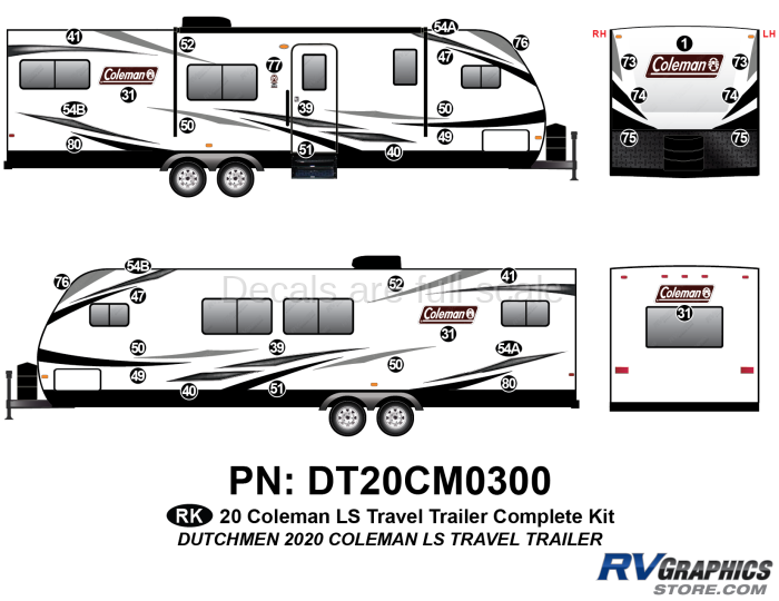 37 Piece 2020 Coleman LS Travel Trailer Complete Graphics Kit