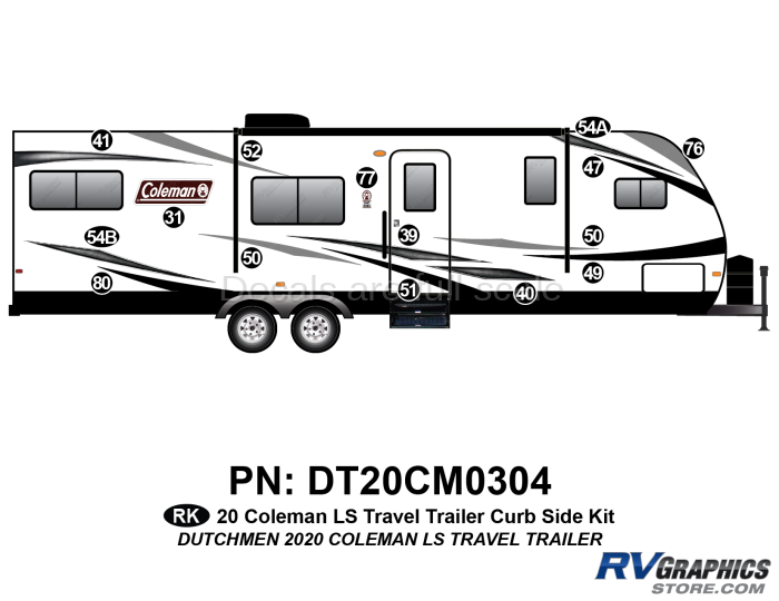 15 Piece 2020 Coleman LS Travel Trailer Curbside Graphics Kit