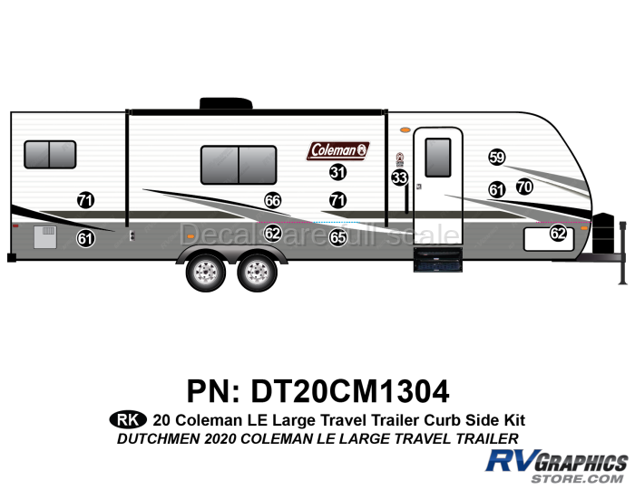 12 Piece 2020 Coleman LE Long Travel Trailer Curbside Graphics Kit