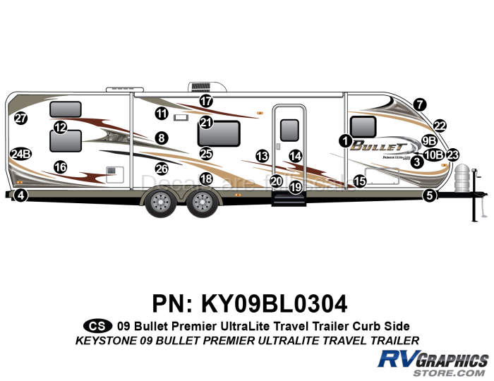 25 Piece 2009 Bullet TT Curbside Graphics Kit
