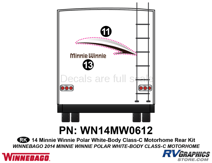 2 Piece 2014 Winnebago Minnie Winnie Polar ClassC Rear Graphics Kit