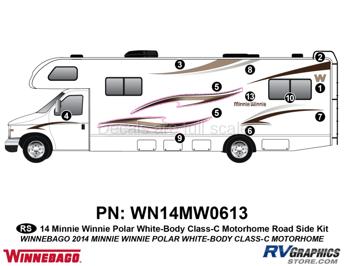 12 Piece 2014 Winnebago Minnie Winnie Polar ClassC Roadside Graphics Kit