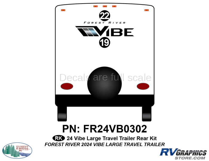 2 Piece 2024 Vibe Large Travel Trailer Rear Graphics Kit