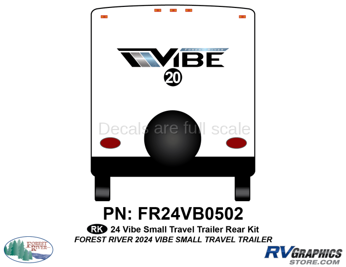 1 Piece 2024 Vibe Small Travel Trailer Rear Graphics Kit