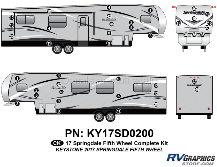 40 Piece 2017 Springdale Fifth Wheel Complete Graphics Kit