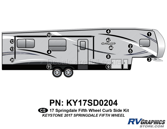 15 Piece 2017 Springdale Fifth Wheel Curbside Graphics Kit