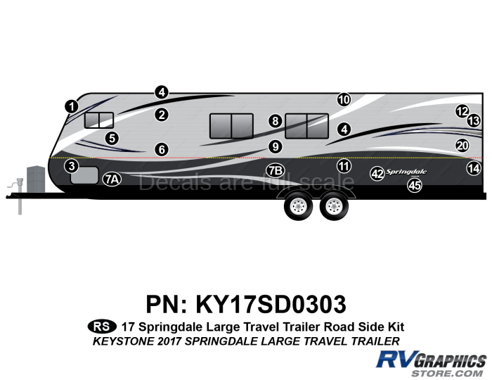 19 Piece 2017 Springdale Large Travel Trailer Roadside Graphics Kit