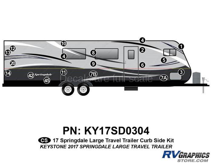 19 Piece 2017 Springdale Large Travel Trailer Curbside Graphics Kit