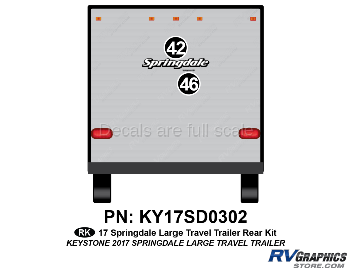 2 Piece 2017 Springdale Large Travel Trailer Rear Graphics Kit