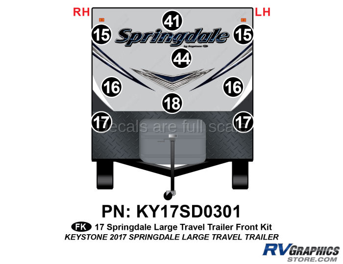 9 Piece 2017 Springdale Large Travel Trailer Front Graphics Kit