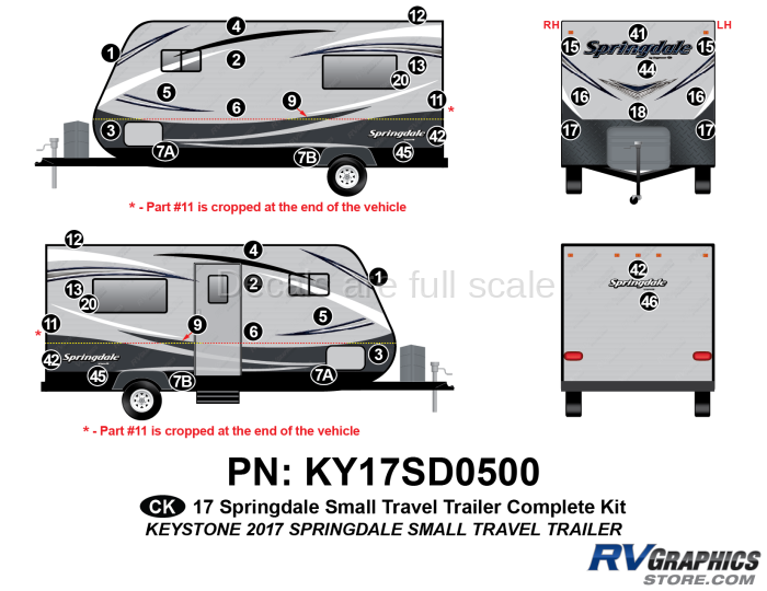 49 Piece 2017 Springdale Small Travel Trailer Complete Graphics Kit