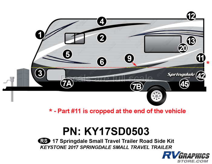 19 Piece 2017 Springdale Small Travel Trailer Roadside Graphics Kit