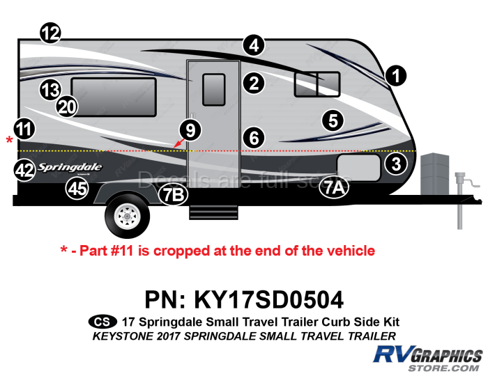 19 Piece 2017 Springdale Small Travel Trailer Curbside Graphics Kit