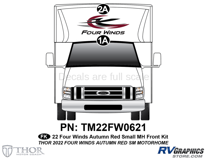 2 Piece 2022 Four Winds Small Motorhome Red Version Front Graphics Kit