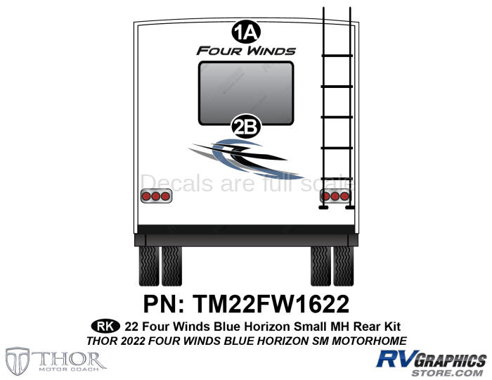 2 Piece 2022 Four Winds Small Motorhome Blue Version Rear Graphics Kit