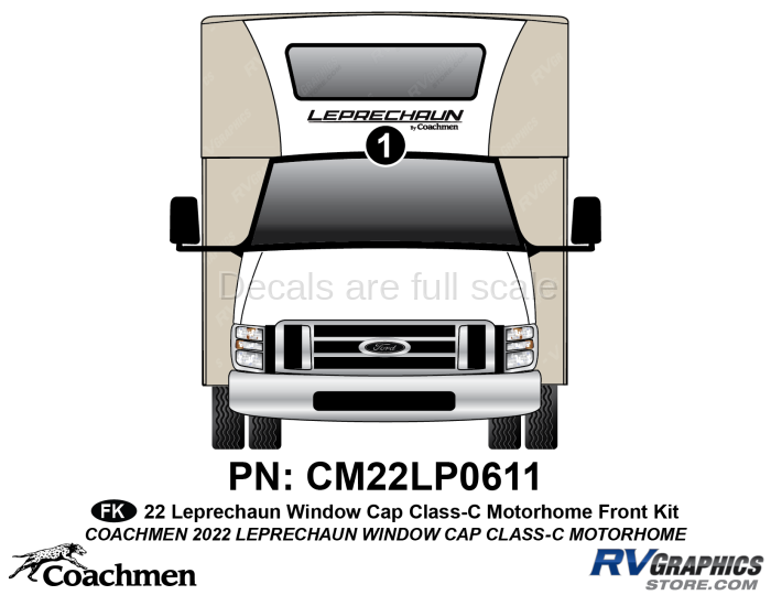 1 Piece 2022 Leprechaun Motorhome Window Cap Front Graphics Kit
