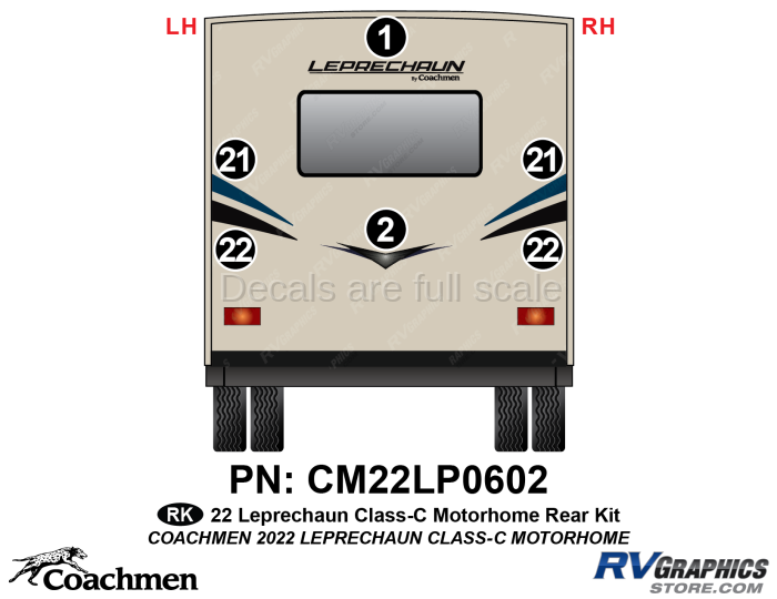6 Piece 2022 Leprechaun Motorhome Rear Graphics Kit