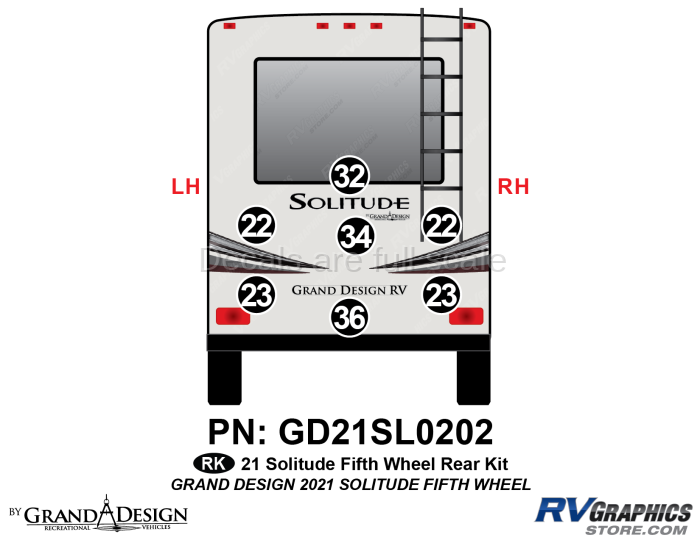7 Piece 2021 Solitude Fifth Wheel Rear Graphics Kit