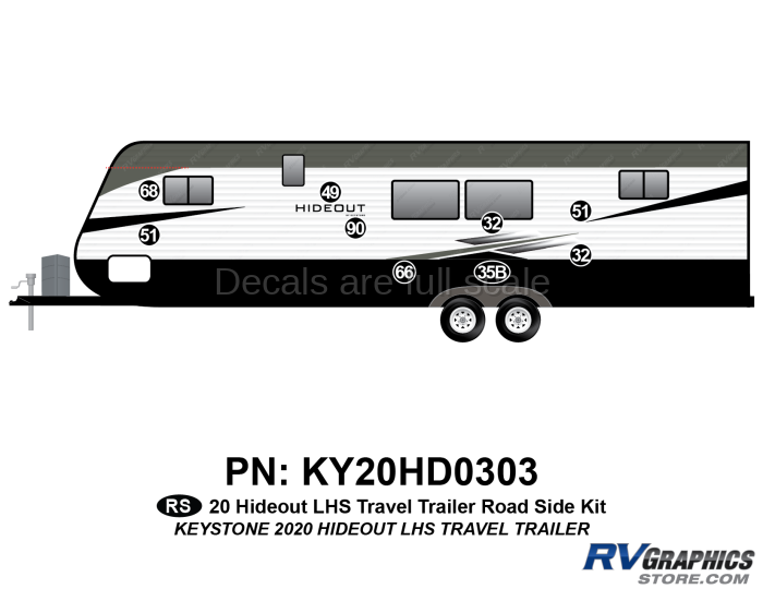 9 Piece 2020 Hideout LHS Travel Trailer Roadside Graphics Kit