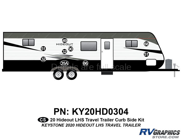 9 Piece 2020 Hideout LHS Travel Trailer Curbside Graphics Kit