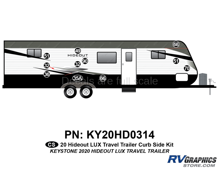 11 Piece 2020 Hideout LUX Travel Trailer Curbside Graphics Kit