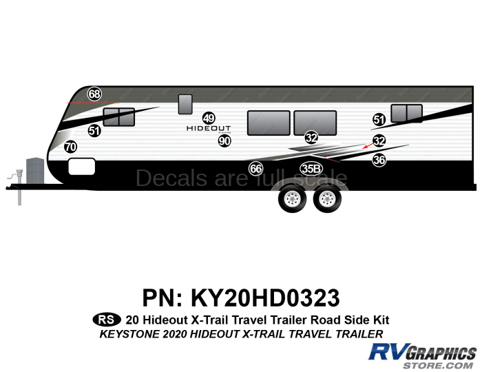 11 Piece 2020 Hideout X-Trail Travel Trailer Roadside Graphics Kit