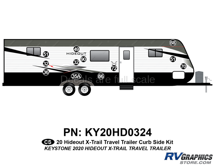 12 Piece 2020 Hideout X-Trail Travel Trailer Curbside Graphics Kit