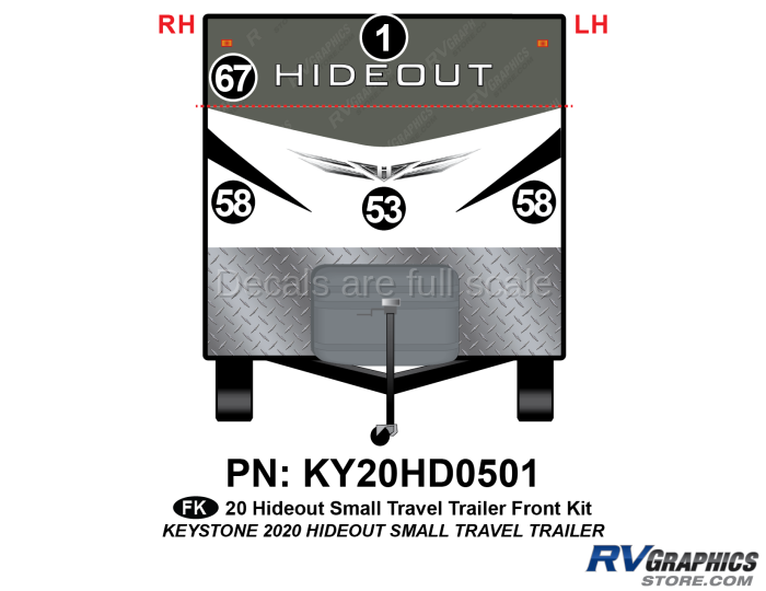 5 Piece 2020 Hideout Small Travel Trailer Front Graphics Kit
