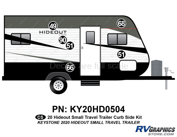 9 Piece 2020 Hideout Small Travel Trailer Curbside Graphics Kit