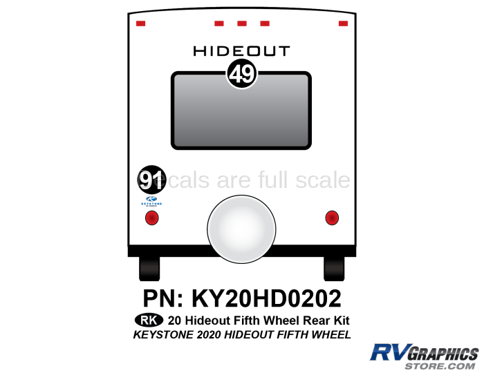 2 Piece 2020 Hideout Fifth Wheel Rear Graphics Kit