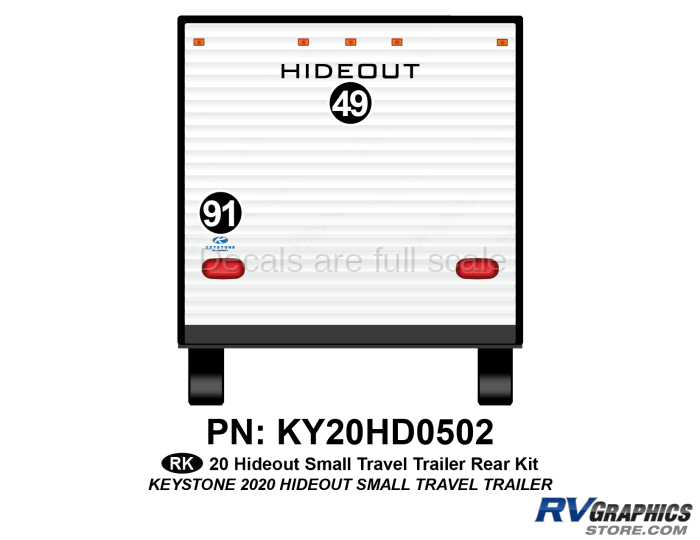 2 Piece 2020 Hideout Small Travel Trailer Rear Graphics Kit