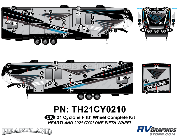 65 Piece 2021 Cyclone Fifth Wheel Complete Graphics Kit