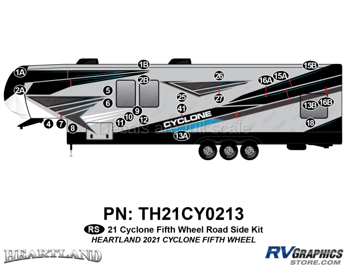 24 Piece 2021 Cyclone Fifth Wheel Roadside Graphics Kit