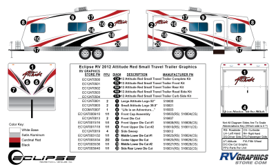 Eclipse - Attitude - 2012 Sm TT-Small Travel Trailer Red