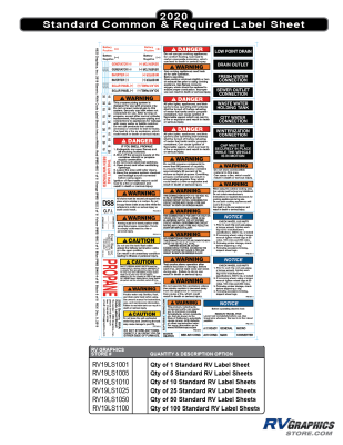 Shop By Manufacturer - RV Labels - Standard RV Label Sheet