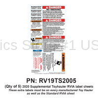 RV Labels - Supplemental RV Toy Hauler Sheet - 5 Pack Toyhauler label sheet
