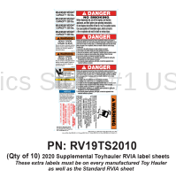 RV Labels - Supplemental RV Toy Hauler Sheet - 10 Pack Toyhauler label sheet