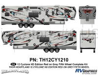 Cyclone - 2012 Cyclone FW-Fifth Wheel Toyhauler-Red - 64 Piece 2012 Cyclone FW Complete Graphics Kit Red/Gray Version