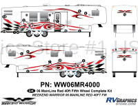 27 piece 2006 Warrior Mainline Red 40' FW Complete Graphics Kit - Image 1