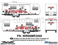 17 piece 2006 Warrior Mainline Red 26-30' TT Complete Graphics Kit